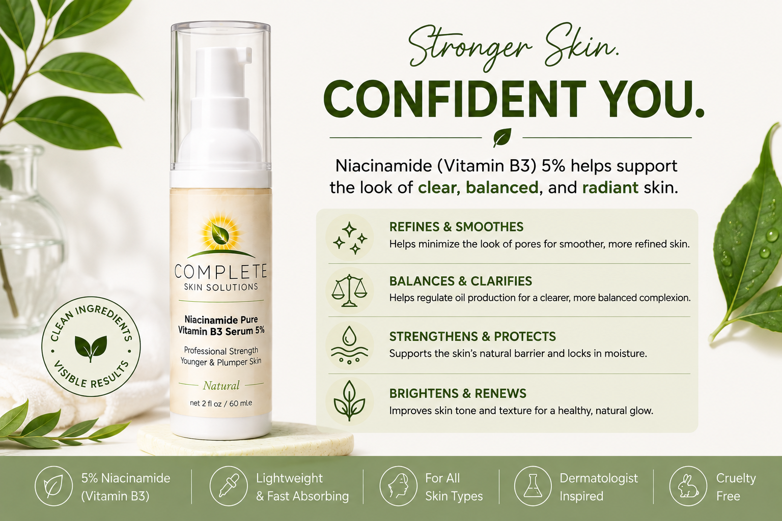 Niacinamide Pure Vitamin B3 Serum 5% (2 oz)